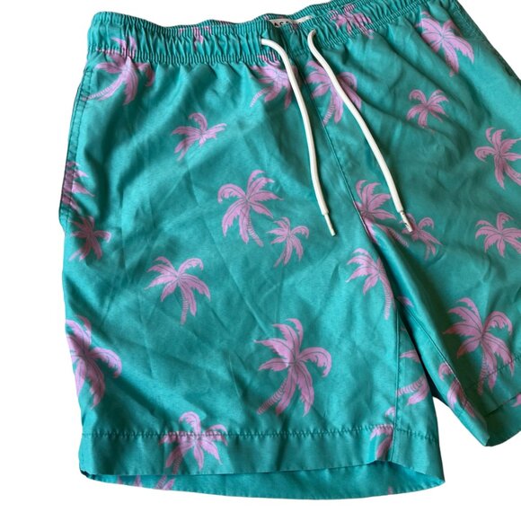 PacSun teal swim trunks palm trees Size Small - Picture 2 of 16